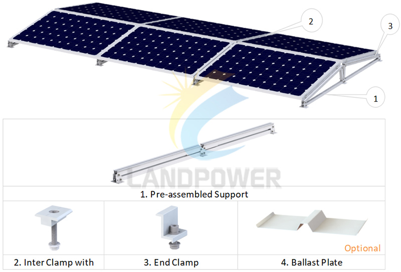 east west flat roof mounting components