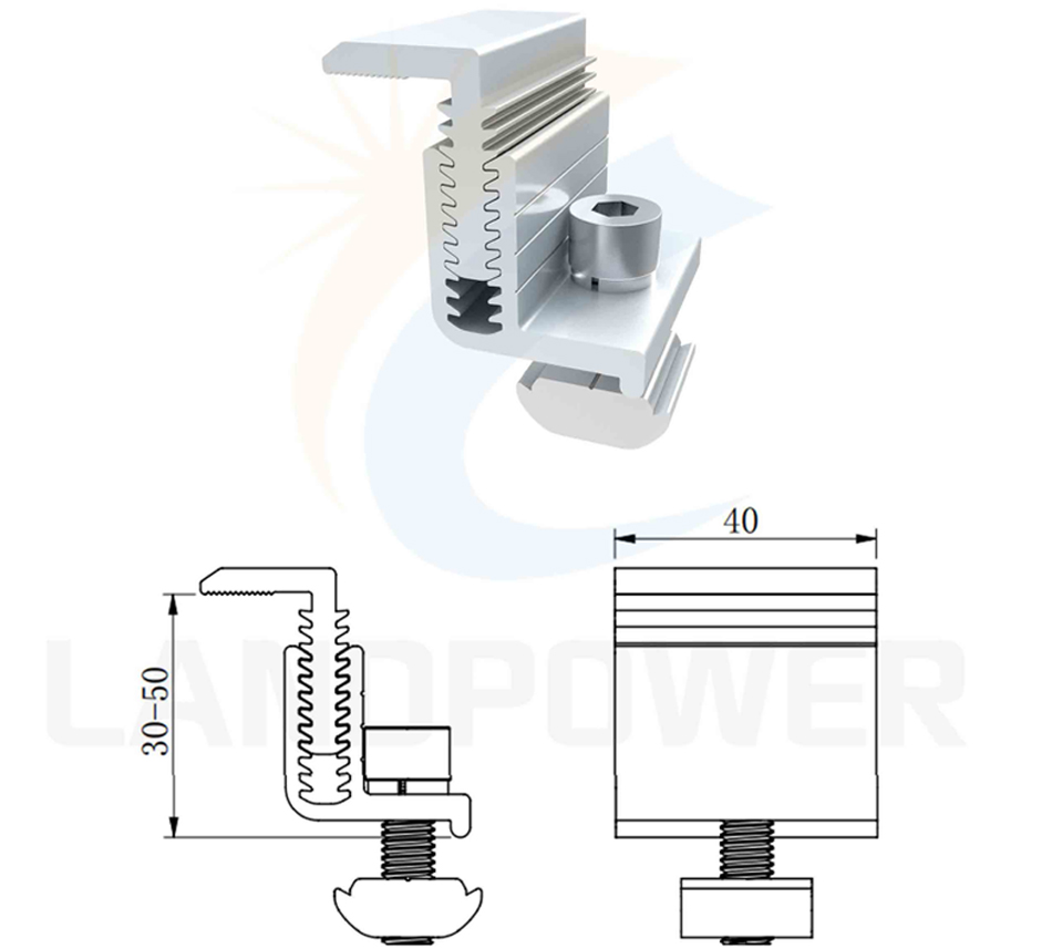 adjustable solar panel end clamp